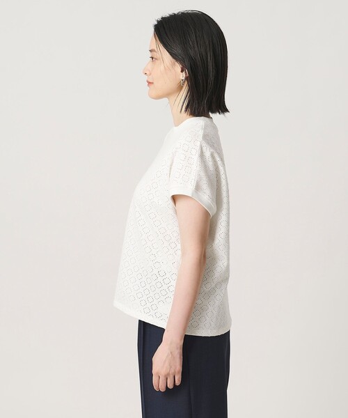 A DAY IN THE LIFE UNITED ARROWS(アデイインザライフユナイテッドアローズ)の「アイレットレース フレンチスリーブTシャツ <A DAY IN THE LIFE>(Tシャツ/カットソー・レディース・ネイビー/ダークグレー/オフホワイト・FREE)」の7枚目の写真