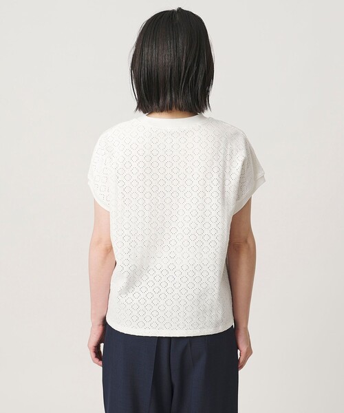 A DAY IN THE LIFE UNITED ARROWS(アデイインザライフユナイテッドアローズ)の「アイレットレース フレンチスリーブTシャツ <A DAY IN THE LIFE>(Tシャツ/カットソー・レディース・ネイビー/ダークグレー/オフホワイト・FREE)」の8枚目の写真