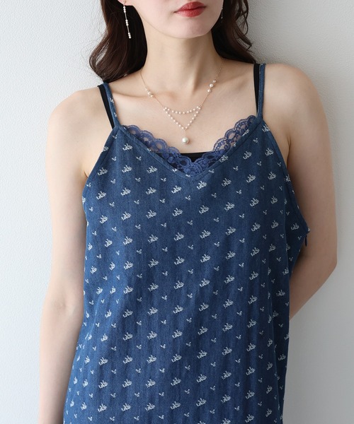 BLUEEAST(ブルーイースト)の「デニムライクフラワーレースワンピース(ワンピース・レディース・ネイビー/ブルー・MEDIUM/LARGE)」の9枚目の写真