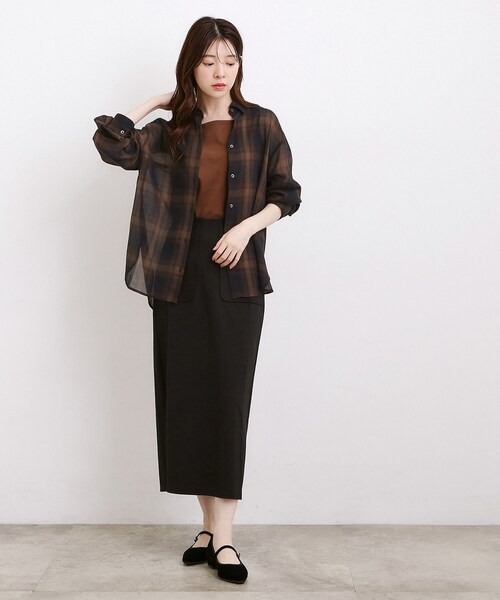 grove（グローブ）の「シアーオンブレチェックシャツ（シャツ/ブラウス・レディース・ブラック系1・03/02）」の9枚目の写真