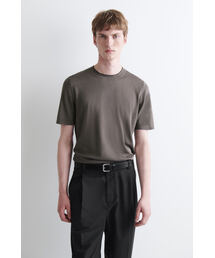 コントラストトリム入り シルクコットン Tシャツ