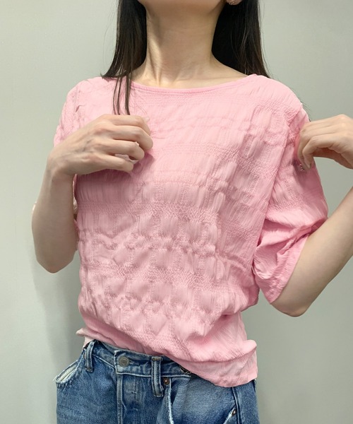 by LEGNA(バイレグナ)の「ジャガードチェック柄ブラウス(シャツ/ブラウス・レディース・ピンク/ホワイト・FREE)」の14枚目の写真