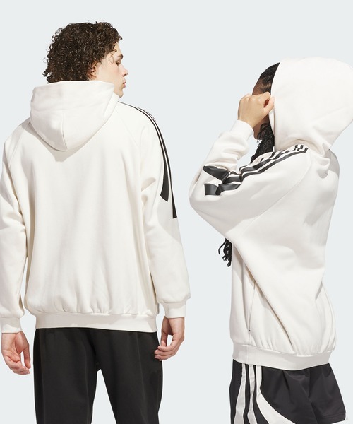 adidas(アディダス)の「アディダス バスケットボール スリーストライプス フリースパーカー(ジェンダーニュートラル) / アディダス adidas(パーカー・メンズ・ホワイト・XX-LARGE/3XL/LARGE/MEDIUM/SMALL/X-LARGE/X-SMALL)」の2枚目の写真