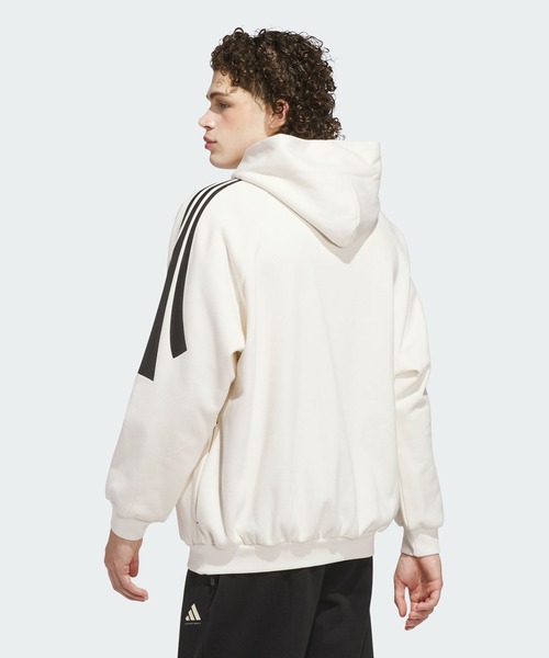 adidas(アディダス)の「アディダス バスケットボール スリーストライプス フリースパーカー(ジェンダーニュートラル) / アディダス adidas(パーカー・メンズ・ホワイト・XX-LARGE/3XL/LARGE/MEDIUM/SMALL/X-LARGE/X-SMALL)」の4枚目の写真