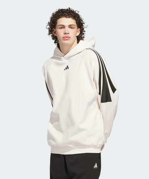 adidas(アディダス)の「アディダス バスケットボール スリーストライプス フリースパーカー(ジェンダーニュートラル) / アディダス adidas(パーカー・メンズ・ホワイト・XX-LARGE/3XL/LARGE/MEDIUM/SMALL/X-LARGE/X-SMALL)」の3枚目の写真