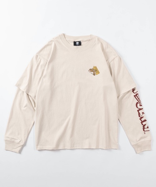 Tom&Jerry(トムアンドジェリー)の「【71】【TOM&JERRY/トムとジェリー】フェイクレイヤード ユーズド加工 プリントクルーネック ロングスリーブ Tシャツ/ロンT/ヴィンテージ風/ユニセックス/レディース/メンズ(Tシャツ/カットソー・レディース・ブラック/アイボリー系/ブラック系/アイボリー・M/L/XL)」の5枚目の写真