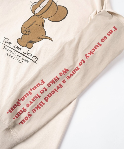 Tom&Jerry(トムアンドジェリー)の「【71】【TOM&JERRY/トムとジェリー】フェイクレイヤード ユーズド加工 プリントクルーネック ロングスリーブ Tシャツ/ロンT/ヴィンテージ風/ユニセックス/レディース/メンズ(Tシャツ/カットソー・レディース・ブラック/アイボリー系/ブラック系/アイボリー・M/L/XL)」の16枚目の写真