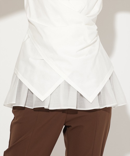 AND COUTURE(アンドクチュール)の「ウエストクロスドッキングカットソー(Tシャツ/カットソー・レディース・ブラック/オフホワイト/ラベンダー・FREE)」の6枚目の写真