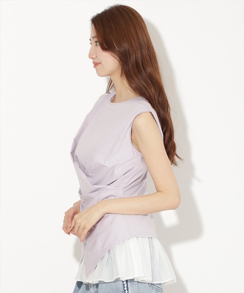 AND COUTURE(アンドクチュール)の「ウエストクロスドッキングカットソー(Tシャツ/カットソー・レディース・ブラック/オフホワイト/ラベンダー・FREE)」の15枚目の写真