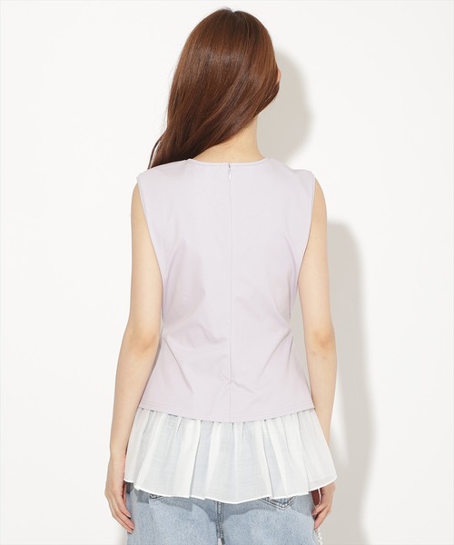 AND COUTURE(アンドクチュール)の「ウエストクロスドッキングカットソー(Tシャツ/カットソー・レディース・ブラック/オフホワイト/ラベンダー・FREE)」の14枚目の写真