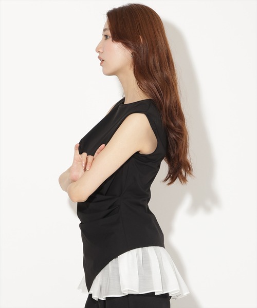 AND COUTURE(アンドクチュール)の「ウエストクロスドッキングカットソー(Tシャツ/カットソー・レディース・ブラック/オフホワイト/ラベンダー・FREE)」の21枚目の写真