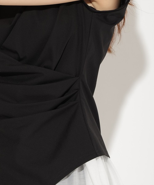 AND COUTURE(アンドクチュール)の「ウエストクロスドッキングカットソー(Tシャツ/カットソー・レディース・ブラック/オフホワイト/ラベンダー・FREE)」の18枚目の写真