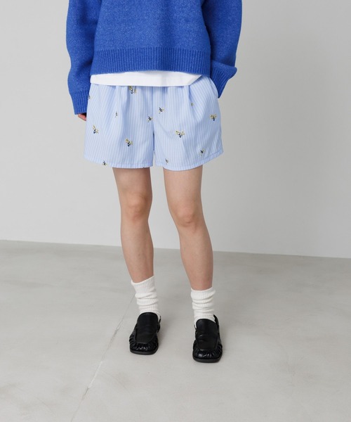 BAYFLOW（ベイフロー）の「Ｗウエスト刺繍ハーフパンツ（その他パンツ・レディース・ライトブルー/グレー・FREE）」の6枚目の写真