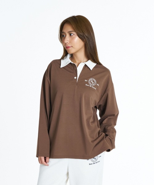 ROXY(ロキシー)の「ROXY FITNESS SIDEWALK L/S TEE イージーケア長袖ポロシャツ /速乾/UVカット 【2026年秋冬モデル】/ロキシー(ポロシャツ・レディース・オフホワイト/ブラウン/ブラック系その他・SMALL/MEDIUM/LARGE)」の3枚目の写真