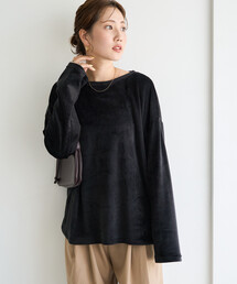 限定展開 マット ベロア オーバー ロングスリーブ トップス