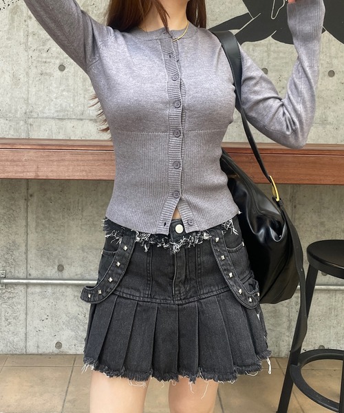ROGER AND RAW(ロジャーアンドロウ)の「ウエストリブ コンパクトニットカーディガン(カーディガン/ボレロ・レディース・ネイビー/グレー/アイボリー/ベビーピンク・FREE)」の18枚目の写真