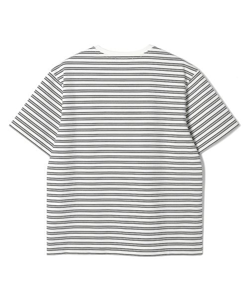 ADHOC(アドホック)の「男性マルチストライプ半袖ラウンドTシャツ (O-WHITE) (HC4ST30)(Tシャツ/カットソー・メンズ・その他・110/100/105/95)」の2枚目の写真