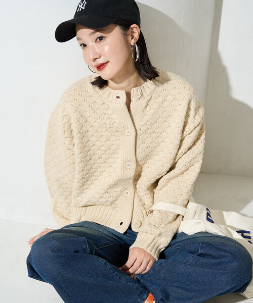 FREAK'S STORE（フリークスストア）の「限定展開　ポコポコ ニット クルーネック カーディガン（カーディガン/ボレロ・レディース・オレンジ/グレー/ブラック/ブラウン/ナチュラル・ﾌﾘ-）」の20枚目の写真