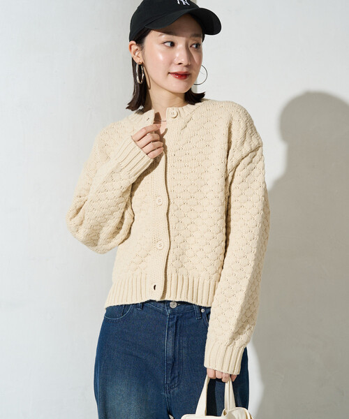 FREAK'S STORE（フリークスストア）の「限定展開　ポコポコ ニット クルーネック カーディガン（カーディガン/ボレロ・レディース・オレンジ/グレー/ブラック/ブラウン/ナチュラル・ﾌﾘ-）」の21枚目の写真