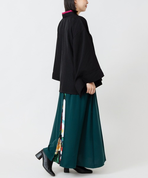 倭物やカヤ（ワモノヤカヤ）の「【倭物やカヤ】花ざかり八掛新スカート（スカート・レディース・ブラック/グリーン/ネイビー・FREE）」の14枚目の写真