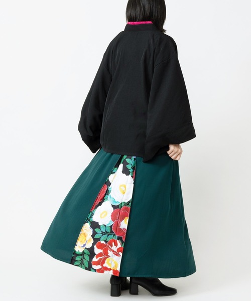 倭物やカヤ（ワモノヤカヤ）の「【倭物やカヤ】花ざかり八掛新スカート（スカート・レディース・ブラック/グリーン/ネイビー・FREE）」の15枚目の写真