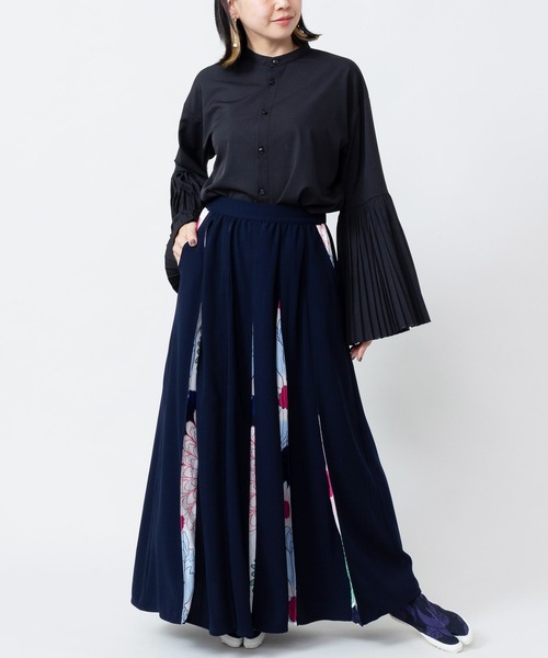 倭物やカヤ（ワモノヤカヤ）の「【倭物やカヤ】花ざかり八掛新スカート（スカート・レディース・ブラック/グリーン/ネイビー・FREE）」の19枚目の写真