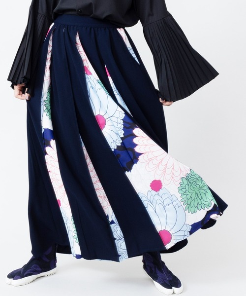 倭物やカヤ（ワモノヤカヤ）の「【倭物やカヤ】花ざかり八掛新スカート（スカート・レディース・ブラック/グリーン/ネイビー・FREE）」の21枚目の写真
