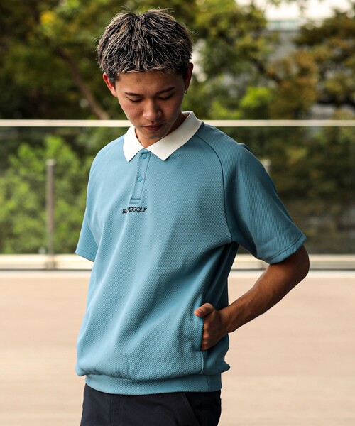 BEAMS GOLF(ビームスゴルフ)の「ORANGE LABEL / クレリック ツイル ポロ(ポロシャツ・メンズ・ネイビー/グレー/サックスブルー・S/L/XL/M)」の3枚目の写真