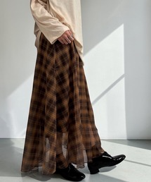 シアーチェックロングスカート