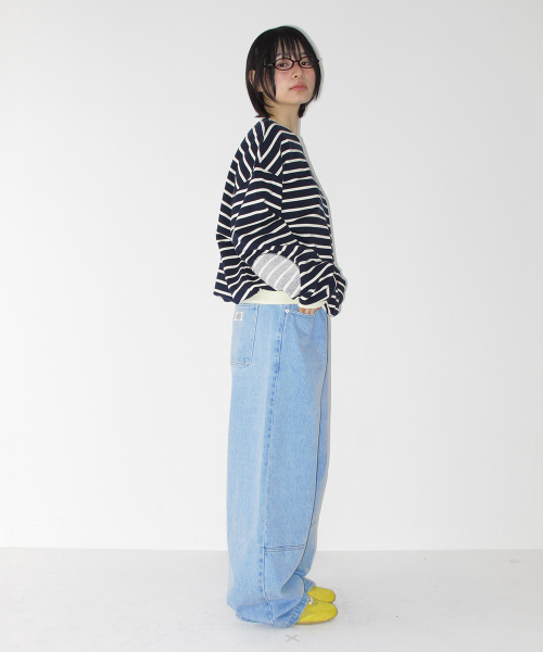 RONRON（ロンロン）の「ELBOW PATCH STRIPE SWEATSHIRT NAVY（スウェット・レディース・その他・FREE）」の3枚目の写真