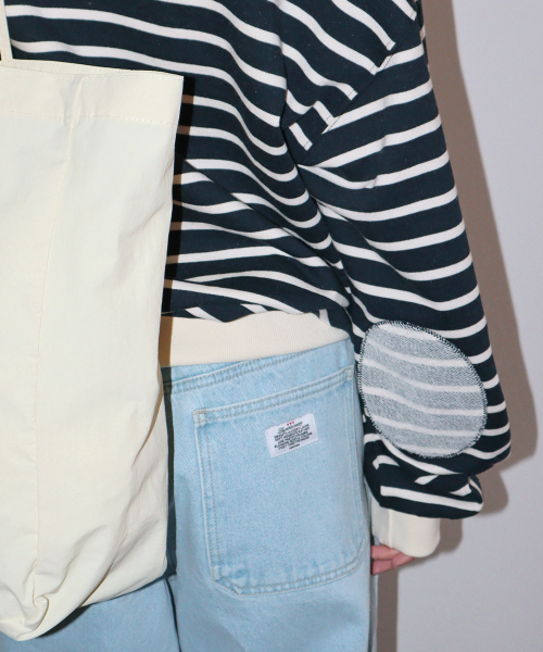 RONRON（ロンロン）の「ELBOW PATCH STRIPE SWEATSHIRT NAVY（スウェット・レディース・その他・FREE）」の4枚目の写真