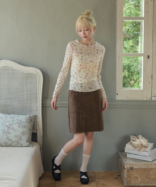LiLIN（リリン）の「小花柄メローカットソー / flower mellow top（Tシャツ/カットソー・レディース・アイボリー/グレー・FREE）」の12枚目の写真