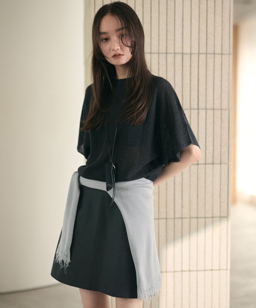 LAULEN(ローレン)の「mesh knit half sleeve tops /メッシュニットハーフスリーブトップス(ニット/セーター・レディース・チャコールグレー/ブラウン/アイボリー/ブラック・FREE)」の3枚目の写真