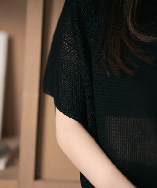 LAULEN(ローレン)の「mesh knit half sleeve tops /メッシュニットハーフスリーブトップス(ニット/セーター・レディース・チャコールグレー/ブラウン/アイボリー/ブラック・FREE)」の14枚目の写真