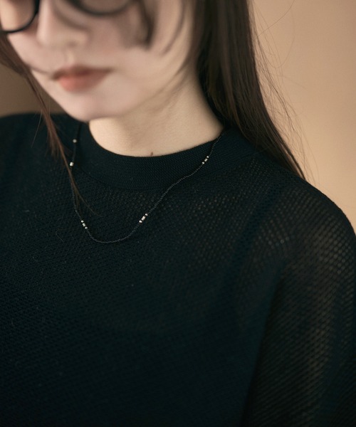 LAULEN(ローレン)の「mesh knit half sleeve tops /メッシュニットハーフスリーブトップス(ニット/セーター・レディース・チャコールグレー/ブラウン/アイボリー/ブラック・FREE)」の15枚目の写真