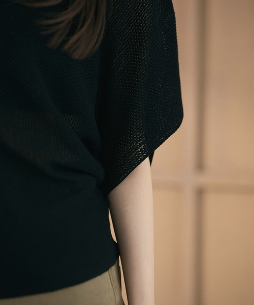 LAULEN(ローレン)の「mesh knit half sleeve tops /メッシュニットハーフスリーブトップス(ニット/セーター・レディース・チャコールグレー/ブラウン/アイボリー/ブラック・FREE)」の17枚目の写真