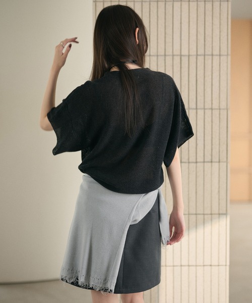 LAULEN(ローレン)の「mesh knit half sleeve tops /メッシュニットハーフスリーブトップス(ニット/セーター・レディース・チャコールグレー/ブラウン/アイボリー/ブラック・FREE)」の20枚目の写真