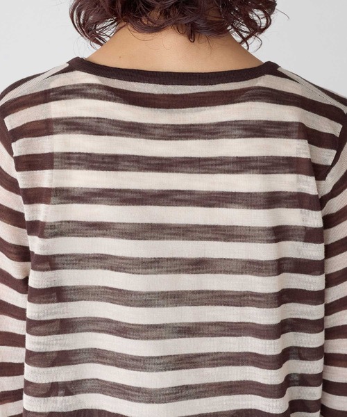 gossara（ゴサラ）の「【gossara いつものボーダーを新鮮に】レースアップシアーニットプルオーバー（Tシャツ/カットソー・レディース・グレー/ブラウン系その他・FREE）」の21枚目の写真