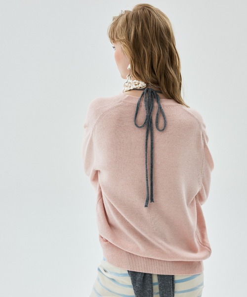 Mardi Mercredi（マルディメクルディ）の「CASHMERE BLEND CARDIGAN V NECK ARGYLE PUNCHING DETAIL / カシミヤ ブレンド カーディガン Vネック アーガイル パンチング ディテール（カーディガン/ボレロ・レディース・ピンク/ネイビー/グレー/チャコールグレー・FREE）」の16枚目の写真