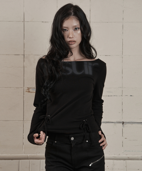 as you are(アズユーアー)の「パンチングアシンメトリーオフショルダーサボサンダルVLACK(Tシャツ/カットソー・レディース・その他・OS)」の2枚目の写真