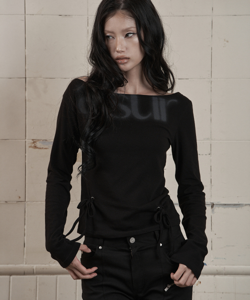 as you are(アズユーアー)の「パンチングアシンメトリーオフショルダーサボサンダルVLACK(Tシャツ/カットソー・レディース・その他・OS)」の3枚目の写真