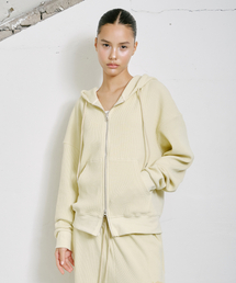 Waffle Zip-Up Hoodie Butter