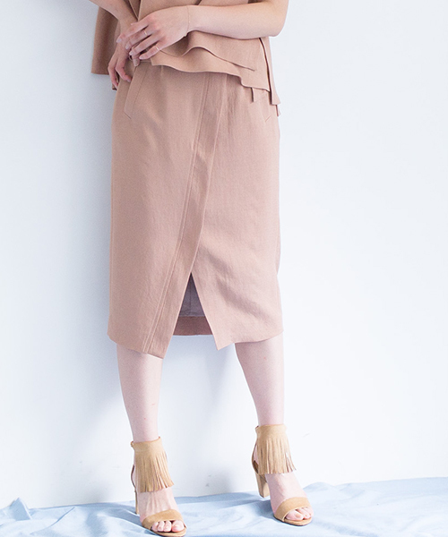 STUDIOUS（ステュディオス）の「リネンライクハイウエストIラインスカート（スカート・レディース・ブラウン/アイボリー/ブラック/ブラック系その他/キャメル/ライトグレー・1/0）」の6枚目の写真