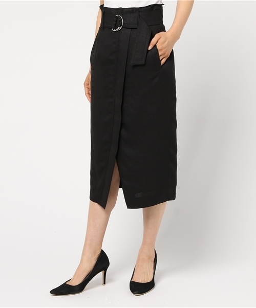 STUDIOUS（ステュディオス）の「リネンライクハイウエストIラインスカート（スカート・レディース・ブラウン/アイボリー/ブラック/ブラック系その他/キャメル/ライトグレー・1/0）」の4枚目の写真