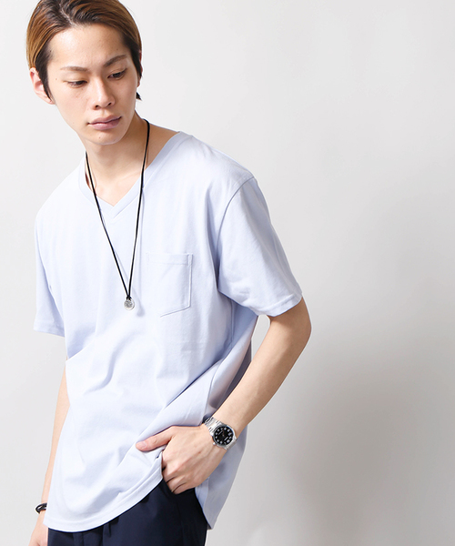 WEGO（ウィゴー）の「WEGO/CaliforniaコットンVポケットTシャツ（Tシャツ/カットソー・メンズ・ロイヤルブルー/ブラック/サックスブルー/ホワイト・SMALL/MEDIUM/LARGE/X-LARGE）」の4枚目の写真