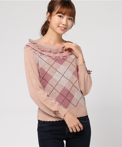 axes femme（アクシーズファム）の「アーガイル柄ニットプルオーバー