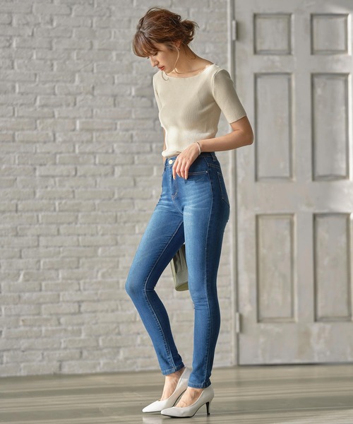 KOBE LETTUCE（コウベレタス）の「ハイウエストストレッチスキニーデニムパンツ（デニムパンツ・レディース・インディゴブルー/ワンウォッシュ/ブルー/ブラック/ブラック系その他/ブラック系その他2・LL/M/L/S/SS）」の11枚目の写真