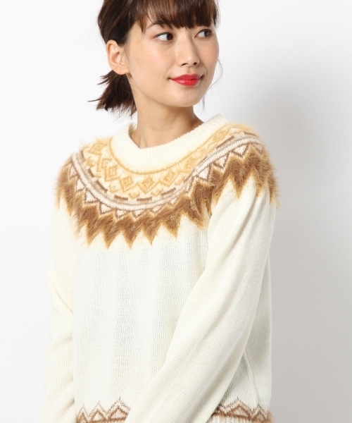 laboratory work（ラボラトリーワーク）の「ノルディック柄ニットプルオーバー（ニット/セーター・レディース・グレー/ブラック/ホワイト・MEDIUM）」の17枚目の写真