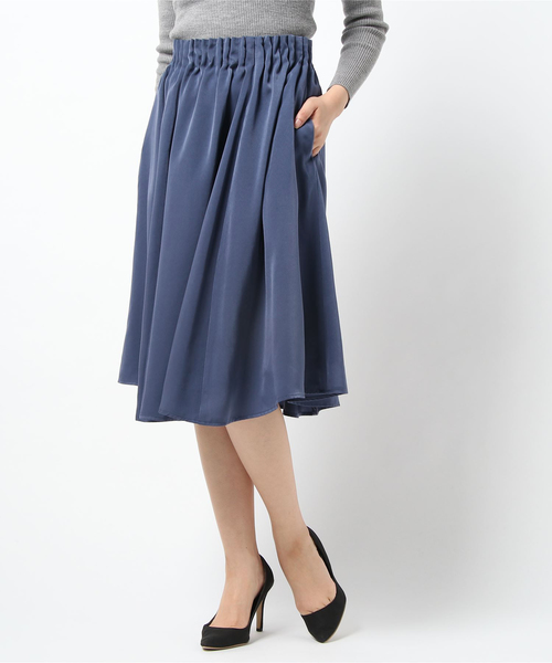 un dix cors(アンディコール)の「スエードサテンキャタピラースカート(スカート・レディース・ベージュ/ブルー・フリ-)」の2枚目の写真