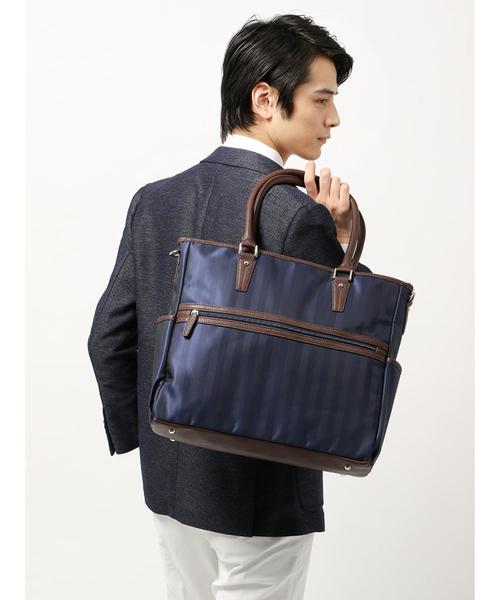 THE SUIT COMPANY(ザ・スーツカンパニー)の「シャドーストライプ柄 トートバッグ(トートバッグ・メンズ・ブラック×グレー/ブルー系その他・FREE)」の4枚目の写真